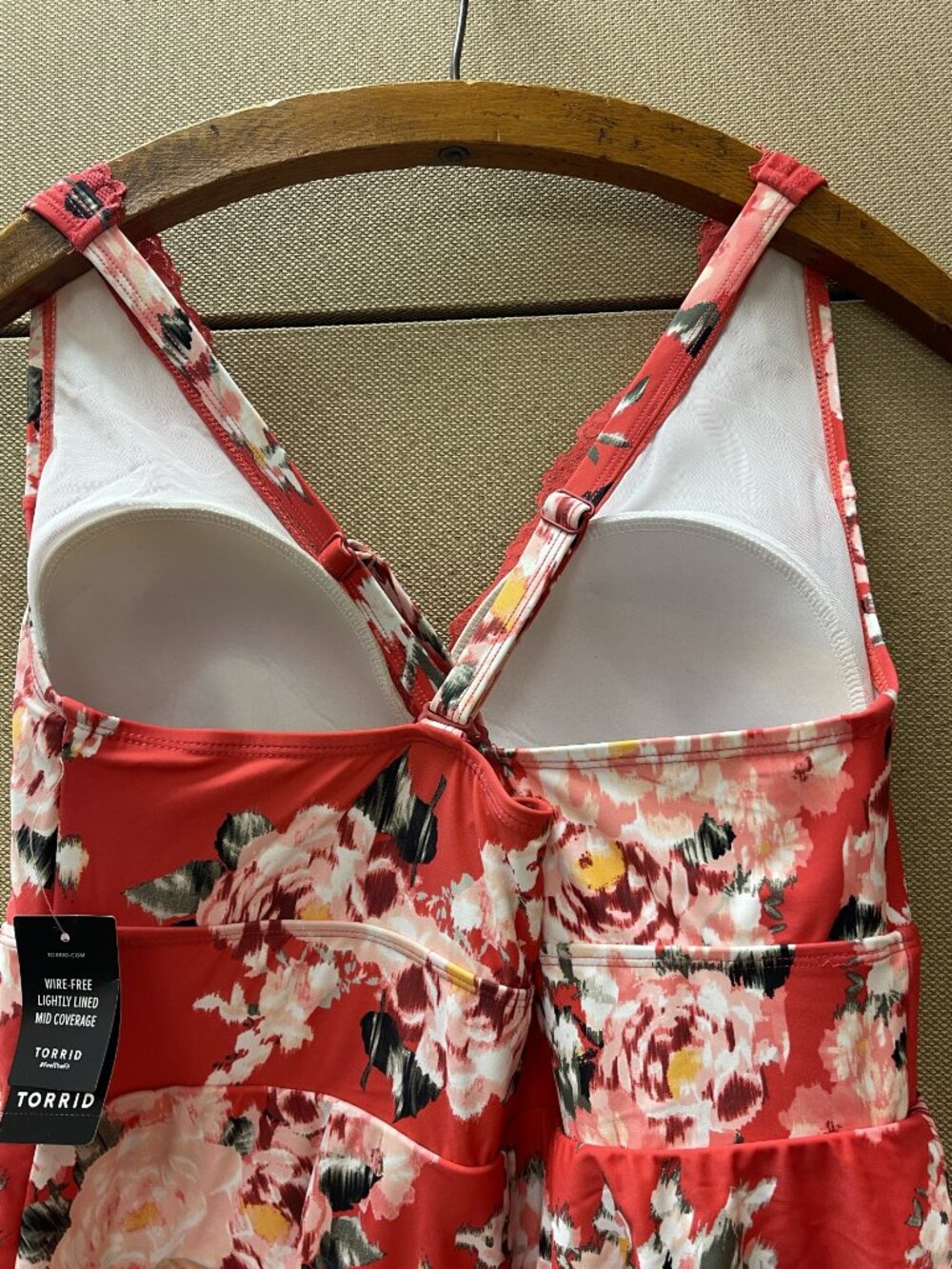 New w/Tags Coral Floral Cross Back Torrid Swim Dress Size 1X - Picture 3 of 6